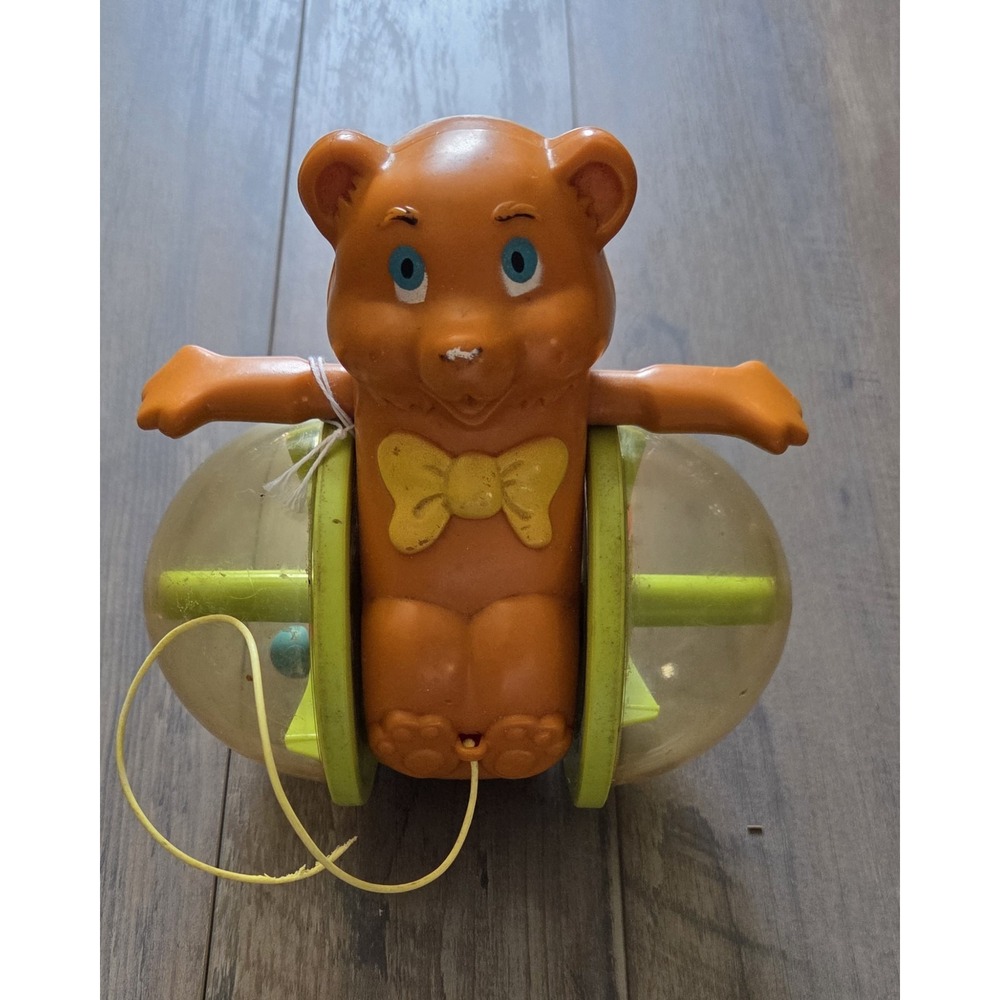 Vintage Fisher Price BOB ALONG BEAR #642 Pull Toy 1978 with Original Pull String